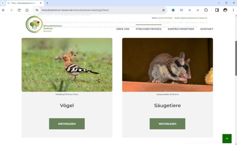 Webseite Streuobstzentrum Hessen - Tiere