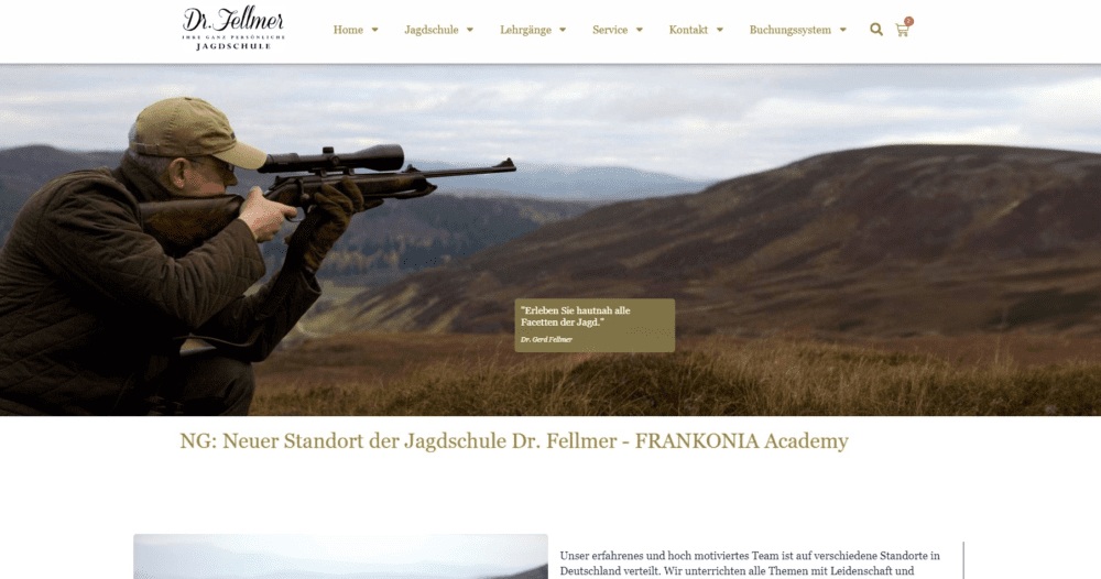 Jetzt Online: Jagdschule Dr. Fellmer: komplett neue Webseite mit Webshop